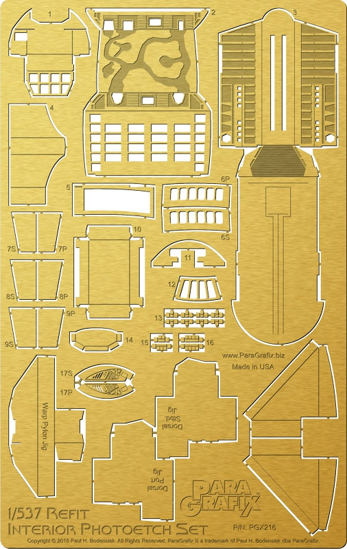 Star Trek U.S.S. Enterprise NCC-1701 Refit 1/537 Scale Interiors Photoetch Set - Click Image to Close