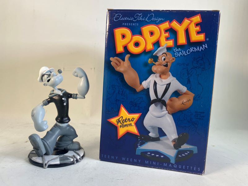 Popeye the Sailorman Black & White Mini-Maquette Electric Tiki Designs FREE SHIPPING - Click Image to Close