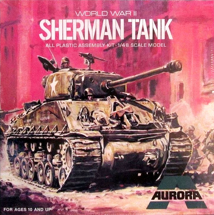 Sherman Tank U.S Army WWII 1/48 Scale Aurora Re-Issue Model Kit by Atlantis - Click Image to Close